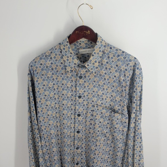 Henry Grethel Geometric Print Classic Button-Up‎ Shirt Multicolor Size L (42cm) - Picture 2 of 8